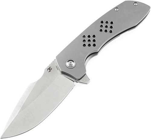 Kansept Knives Entity Flipper Knife - 3.52" CPM-S35VN Satin Drop Point Blade, Bead Blasted Titanium Handles - K1036A1 Kansept Knives Entity Flipper Knife - 3.52" CPM-S35VN Satin Drop Point Blade, Bead Blasted Titanium Handles - K1036A1