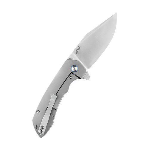 Kansept Knives Entity Flipper Knife - 3.52" S35VN Satin Clip Point Blade, Bead Blasted Titanium Handles - K1036B1 Kansept Knives Entity Flipper Knife - 3.52" S35VN Satin Clip Point Blade, Bead Blasted Titanium Handles - K1036B1