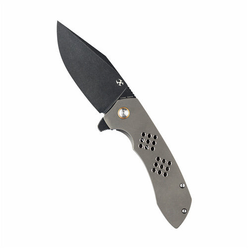 Kansept Knives Entity Flipper Knife - 3.52" Black TiCn Coated and Stonewashed CPM-S35VN Blade, Bead Blasted Titanium Handles - K1036B1 Kansept Knives Entity Flipper Knife - 3.52" Black TiCn Coated and Stonewashed CPM-S35VN Blade, Bead Blasted Titanium Handles - K1036B1