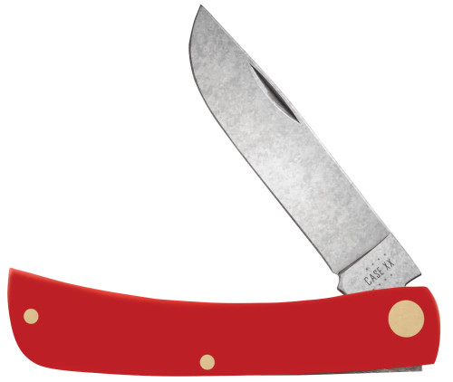 Case Cutlery American Workman Sod Buster Jr. Pocket Knife - 2.8" Carbon Steel Blade, Smooth Red Synthetic Handles - 73932