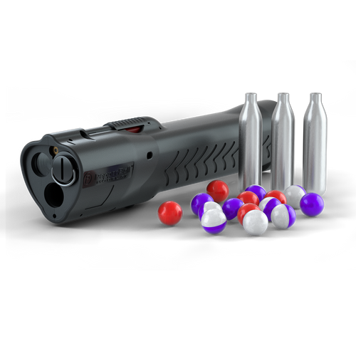 PepperBall LIFELITE Pepper Ball Launcher - Black, 350 Lumens Light, 5 Live SD Projectiles, 10 Inert Projectiles, 3 Co2 Cartridges, 2 CR123 Batteries