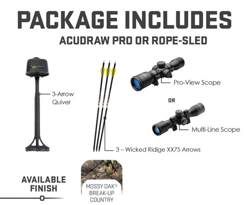 Wicked Ridge RDX 400 Crossbow Kit - AccuDraw Pro, Multi-Linescope, 400FPS, Mossy Oak Break-Up Country - WR190605532