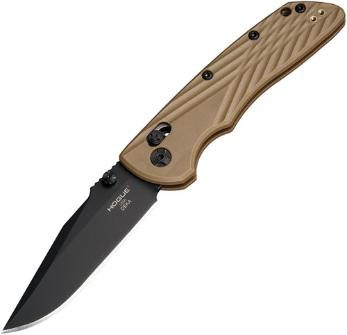 Hogue Deka ABLE Lock Folding Knife - 3.25" CPM-MagnaCut Black Cerakote Clip Point Blade, Flat Dark Earth Polymer Handles - 24377