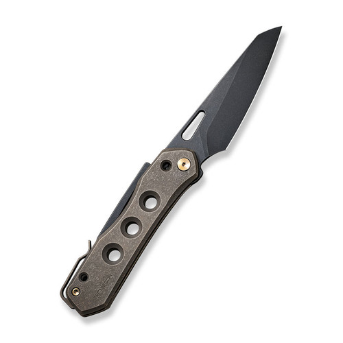 We Knife Company Vision R Superlock Folding Knife - 3.54" CPM-20CV Black Stonewashed Reverse Tanto Blade, Bronze Titanium Handles - WE21031-4 We Knife Company Vision R Superlock Folding Knife - 3.54" CPM-20CV Black Stonewashed Reverse Tanto Blade, Bronze Titanium Handles - WE21031-4