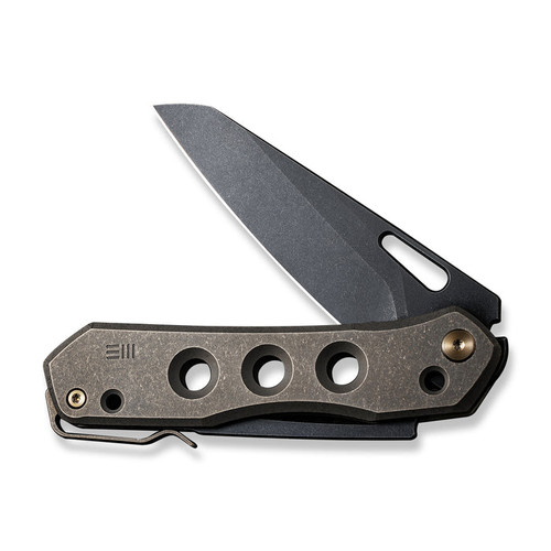 We Knife Company Vision R Superlock Folding Knife - 3.54" CPM-20CV Black Stonewashed Reverse Tanto Blade, Bronze Titanium Handles - WE21031-4 We Knife Company Vision R Superlock Folding Knife - 3.54" CPM-20CV Black Stonewashed Reverse Tanto Blade, Bronze Titanium Handles - WE21031-4