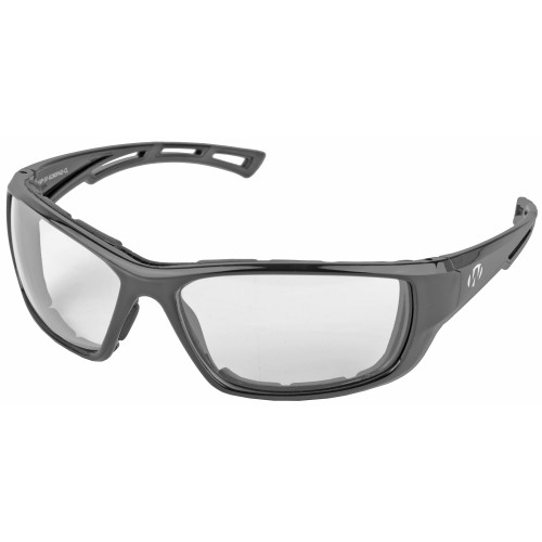 Walker's 8280 Safety Glasses - Black Frame with Padding, Clear Lens, Microfiber Bag Included, 1 Pair