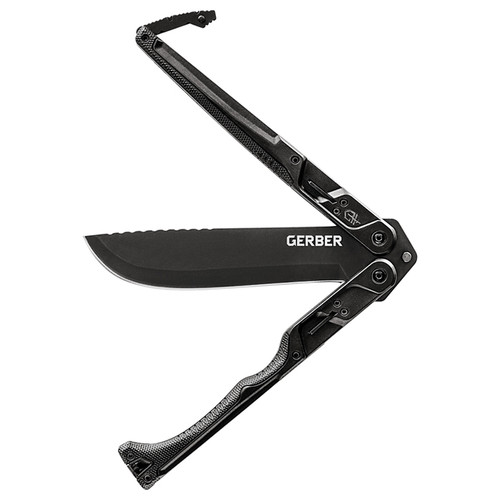 Gerber DoubleDown Folding QuadLock Machete - 6.75" 420HC Black Recurve Blade, Black Handles - 30-001530N Gerber DoubleDown Folding QuadLock Machete - 6.75" 420HC Black Recurve Blade, Black Handles - 30-001530N