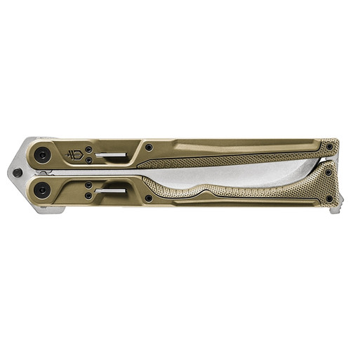 Gerber DoubleDown Folding QuadLock Machete - 6.75" 420HC Stonewashed Recurve Blade, OD Green Handles - 30-001533N Gerber DoubleDown Folding QuadLock Machete - 6.75" 420HC Stonewashed Recurve Blade, OD Green Handles - 30-001533N