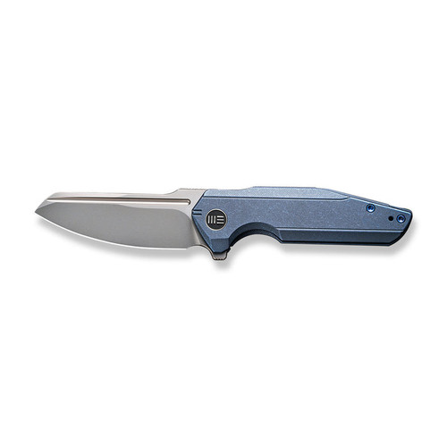 We Knife Company StarHawk Flipper Knife - 2.81" CPM-20CV Bead Blasted Sheepsfoot Blade, Blue Titanium Handles - WE21017-4 We Knife Company StarHawk Flipper Knife - 2.81" CPM-20CV Bead Blasted Sheepsfoot Blade, Blue Titanium Handles - WE21017-4