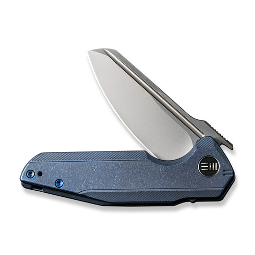 We Knife Company StarHawk Flipper Knife - 2.81" CPM-20CV Bead Blasted Sheepsfoot Blade, Blue Titanium Handles - WE21017-4 We Knife Company StarHawk Flipper Knife - 2.81" CPM-20CV Bead Blasted Sheepsfoot Blade, Blue Titanium Handles - WE21017-4