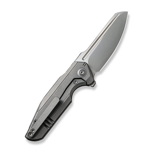 We Knife Company StarHawk Flipper Knife - 2.81" CPM-20CV Bead Blasted Sheepsfoot Blade, Gray Titanium Handles - WE21017-1 We Knife Company StarHawk Flipper Knife - 2.81" CPM-20CV Bead Blasted Sheepsfoot Blade, Gray Titanium Handles - WE21017-1