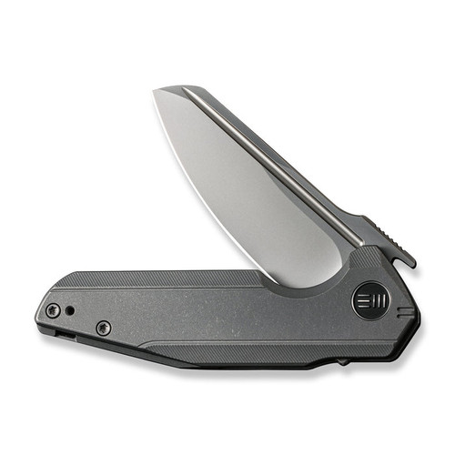 We Knife Company StarHawk Flipper Knife - 2.81" CPM-20CV Bead Blasted Sheepsfoot Blade, Gray Titanium Handles - WE21017-1 We Knife Company StarHawk Flipper Knife - 2.81" CPM-20CV Bead Blasted Sheepsfoot Blade, Gray Titanium Handles - WE21017-1
