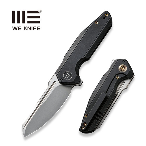 We Knife Company StarHawk Flipper Knife - 2.81" CPM-20CV Bead Blasted Sheepsfoot Blade, Black Titanium Handles - WE21017-3