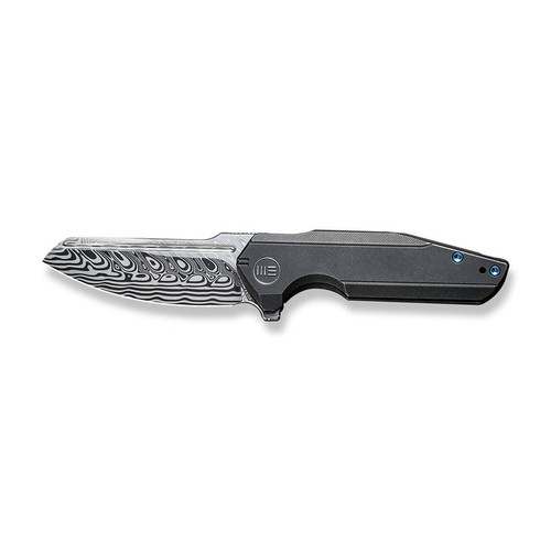 We Knife Company StarHawk Flipper Knife - 2.81" Hakkapella Damasteel Sheepsfoot Blade, Black Titanium Handles - WE21017-DS1 We Knife Company StarHawk Flipper Knife - 2.81" Hakkapella Damasteel Sheepsfoot Blade, Black Titanium Handles - WE21017-DS1