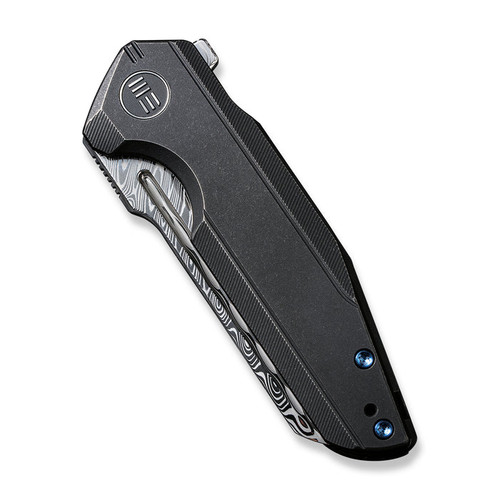 We Knife Company StarHawk Flipper Knife - 2.81" Hakkapella Damasteel Sheepsfoot Blade, Black Titanium Handles - WE21017-DS1 We Knife Company StarHawk Flipper Knife - 2.81" Hakkapella Damasteel Sheepsfoot Blade, Black Titanium Handles - WE21017-DS1