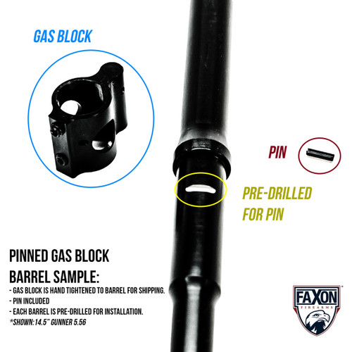 Faxon 16" Gov't/Socom Profile AR15 Barrel - 5.56 Nato, Pinned Gas Block Faxon 16" Gov't/Socom Profile AR15 Barrel - 5.56 Nato, Pinned Gas Block