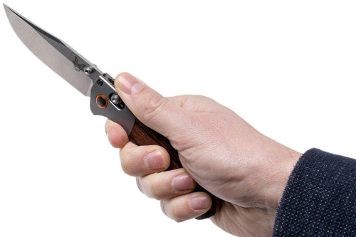 Benchmade Mini Crooked River Folding Knife - 3.4" S30V Satin Plain Blade, Dymondwood Handles with Aluminum Bolsters - 15085-2 Benchmade Mini Crooked River Folding Knife - 3.4" S30V Satin Plain Blade, Dymondwood Handles with Aluminum Bolsters - 15085-2