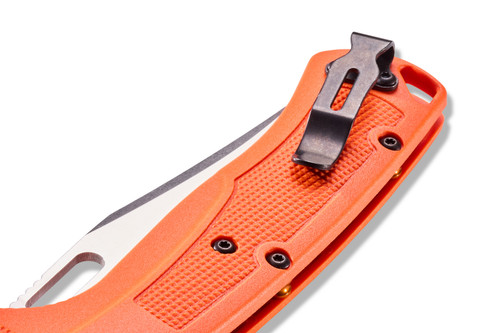 Benchmade Hunt Taggedout AXIS Folding Knife 3.5" CPM-154 Stonewashed Clip Point Blade, Orange Grivory Handles - 15535 Benchmade Hunt Taggedout AXIS Folding Knife 3.5" CPM-154 Stonewashed Clip Point Blade, Orange Grivory Handles - 15535