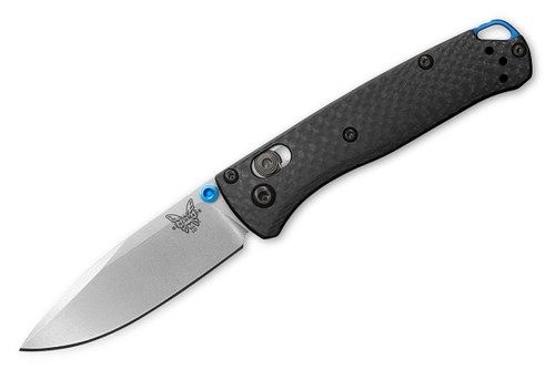 Benchmade Mini Bugout AXIS Folding Knife - 2.82" S90V Satin Plain Blade, Carbon Fiber Handles - 533-3