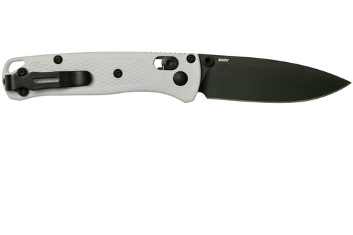 Benchmade Mini Bugout AXIS Folding Knife - 2.82" S30V Black DLC Plain Blade, White Grivory Handles - 533BK-1 Benchmade Mini Bugout AXIS Folding Knife - 2.82" S30V Black DLC Plain Blade, White Grivory Handles - 533BK-1