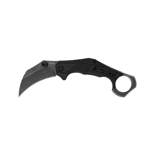 Kershaw Outlier Assisted Open Folding Knife - 2.6" 8Cr13MoV Karambit Blackwash Blade, Black GFN Handle