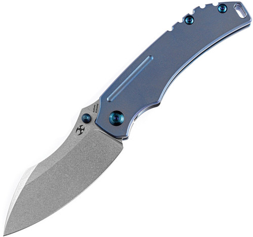 Kansept Knives Pelican EDC Folding Knife - 3" CPM-S35VN Stonewashed Drop Point Blade, Blue Titanium Handles - K1018A6 Kansept Knives Pelican EDC Folding Knife - 3" CPM-S35VN Stonewashed Drop Point Blade, Blue Titanium Handles - K1018A6
