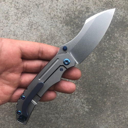 Kansept Knives Pelican EDC Folding Knife - 3" CPM-S35VN Stonewashed Drop Point Blade, Titanium Handles - K1018A3 Kansept Knives Pelican EDC Folding Knife - 3" CPM-S35VN Stonewashed Drop Point Blade, Titanium Handles - K1018A3