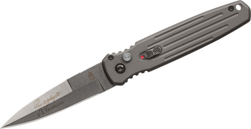 Gerber Covert AUTO Folding Knife - 3.78" S30V Stonewash Plain Blade, Gray Aluminum Handles - 30-001307