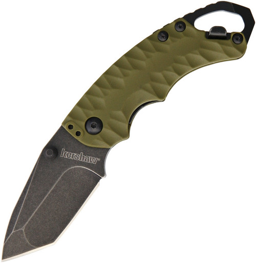 Kershaw Shuffle II Multi- Function Folding Knife - 2.25" Blackwash Plain Blade, Olive Green Glass-Filled Nylon Handles - 8750TOLBW