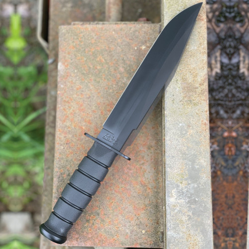 KA-BAR 1269 Fighter Knife Fixed Knife - 8.1" Black Plain Blade, Kraton G Handle, Hard Plastic Sheath KA-BAR 1269 Fighter Knife Fixed Knife - 8.1" Black Plain Blade, Kraton G Handle, Hard Plastic Sheath