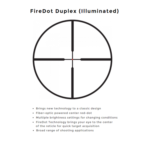 Leupold 179294 VX-6HD 4-24x52mm Rifle Scope - 34mm Tube, Illuminated FireDot Duplex Reticle, Matte Black Finish Leupold 179294 VX-6HD 4-24x52mm Rifle Scope - 34mm Tube, Illuminated FireDot Duplex Reticle, Matte Black Finish