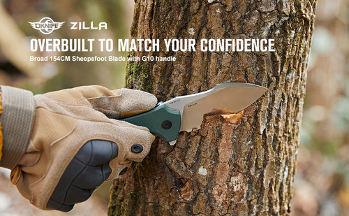 Olight Oknife Zilla Folding Knife - 3.48" 154CM Modified Sheepsfoot Blade, Green G10 Handle Olight Oknife Zilla Folding Knife - 3.48" 154CM Modified Sheepsfoot Blade, Green G10 Handle