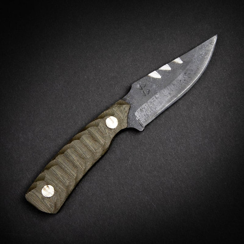 Black Knight Blades Nightmare EDC Fixed Blade - 3.0" 8670 Steel Plain Edge Blade, Green Contoured Micarta Handle, Kydex Sheath