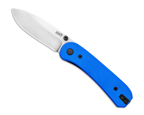 Knafs Co Lander EDC Folding Knife - 2.75" D2 Steel Stonewash Blade, Blue G10 Handles
