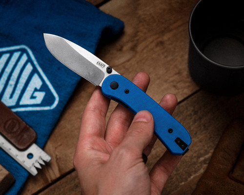 Knafs Co Lander EDC Folding Knife - 2.75" D2 Steel Stonewash Blade, Blue G10 Handles Knafs Co Lander EDC Folding Knife - 2.75" D2 Steel Stonewash Blade, Blue G10 Handles