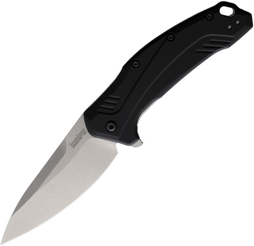 Kershaw 1776BLK20CV Link Assisted Flipper Knife - 3.25" CPM-20CV Satin Plain Blade, Black Aluminum Handles