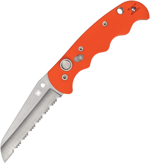 Spyderco Autonomy AUTO Folding Knife - 3.65" H-1 Satin Serrated Blade, Orange G10 Handles - C165GSOR Spyderco Autonomy AUTO Folding Knife - 3.65" H-1 Satin Serrated Blade, Orange G10 Handles - C165GSOR