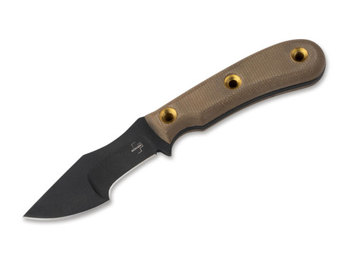 Boker Plus Micro Tracker Fixed Blade Knife - 3.38" 1095 Black Recurve Blade, Green Micarta Handles, Black Kydex Sheath - 02BO076