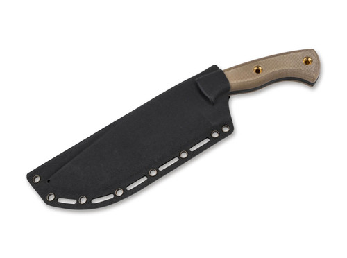 Boker Plus Tracker Fixed Blade Knife - 7.2" 1095 Black Recurve, Brown Micarta Handles, Black Kydex Sheath - 02BO073 Boker Plus Tracker Fixed Blade Knife - 7.2" 1095 Black Recurve, Brown Micarta Handles, Black Kydex Sheath - 02BO073