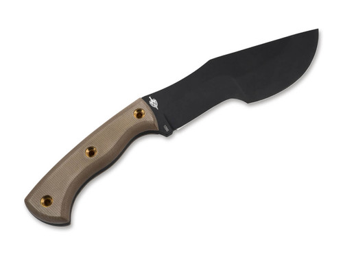 Boker Plus Tracker Fixed Blade Knife - 7.2" 1095 Black Recurve, Brown Micarta Handles, Black Kydex Sheath - 02BO073 Boker Plus Tracker Fixed Blade Knife - 7.2" 1095 Black Recurve, Brown Micarta Handles, Black Kydex Sheath - 02BO073