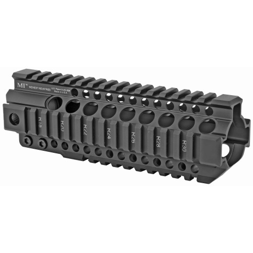 Midwest Industries Combat Rail T-Series Free Float Quad Rail Handguard - 7.25" Length, Includes Barrel Nut and Wrench, Fits AR-15, Black Anodized Finish Midwest Industries Combat Rail T-Series Free Float Quad Rail Handguard - 7.25" Length, Includes Barrel Nut and Wrench, Fits AR-15, Black Anodized Finish