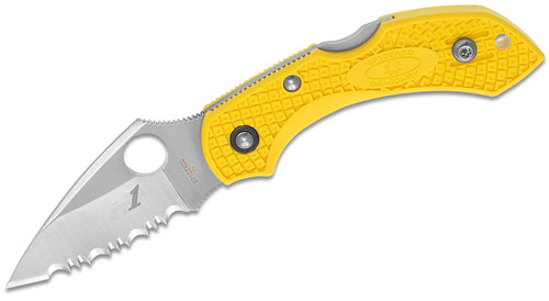Spyderco Dragonfly 2 Salt Folding Knife - 2.25" H1 Satin Serrated Blade, Yellow FRN Handles - C28SYL2 Spyderco Dragonfly 2 Salt Folding Knife - 2.25" H1 Satin Serrated Blade, Yellow FRN Handles - C28SYL2