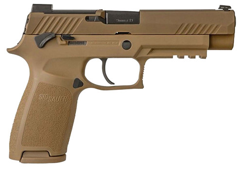 Sig Sauer 320F9M17MS P320 M17 9mm Luger Caliber with 4.70" Barrel, 17+1 or 21+1 Capacity, Overall Coyote PVD Finish Stainless Steel, Picatinny Rail Frame, Serrated Slide, Polymer Grip & Manual Safety