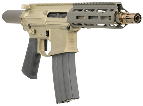 Q LLC HB300BLK7PISTOLNB Honey Badger 300 Blackout 30+1 7" Black Barrel, Flat Dark Earth Receiver, Black Straight Buffer Tube, Black Polymer Grips Right Hand Q LLC HB300BLK7PISTOLNB Honey Badger 300 Blackout 30+1 7" Black Barrel, Flat Dark Earth Receiver, Black Straight Buffer Tube, Black Polymer Grips Right Hand