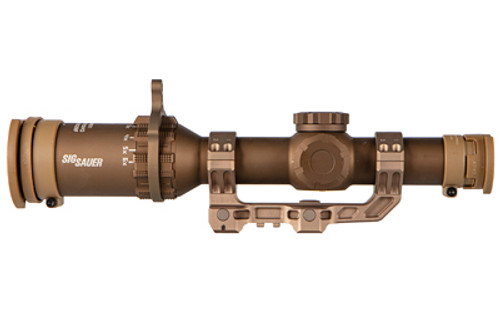 Sig Sauer TANGO6T 1-6X24mm Rifle Scope - First Focal Plane DWLR-556 Reticle, 30mm Tube, Flat Dark Earth, Includes 1.535" ALPHA4 Mount, Removable Throw Lever and Lay Flat Flip Back Lens Covers