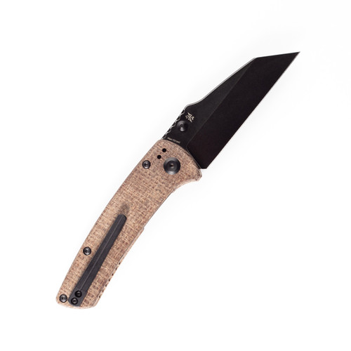 Kansept Knives Main Street Folding Knife - 3.36" 154CM Black Wharncliffe Blade, Natural Brown Micarta Handles - T1015A4 Kansept Knives Main Street Folding Knife - 3.36" 154CM Black Wharncliffe Blade, Natural Brown Micarta Handles - T1015A4
