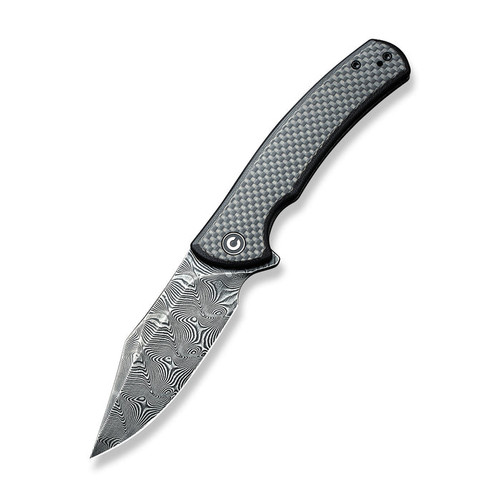 CIVIVI Knives Sinisys Flipper Knife - 3.7" Damascus Clip Point Blade, Twill Carbon Fiber/G10 and Stainless Steel Handles - C20039-DS1 CIVIVI Knives Sinisys Flipper Knife - 3.7" Damascus Clip Point Blade, Twill Carbon Fiber/G10 and Stainless Steel Handles - C20039-DS1