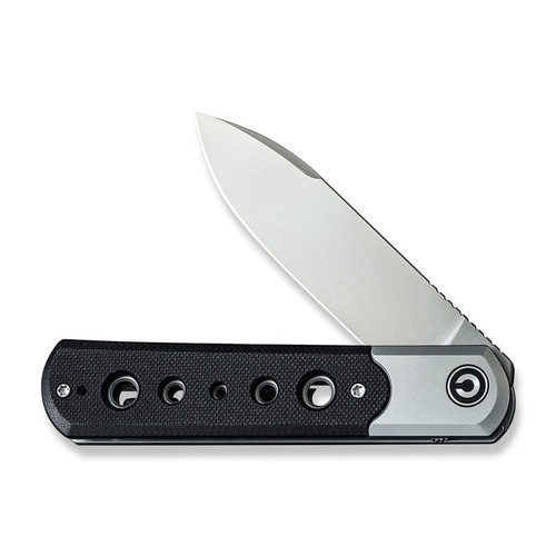 CIVIVI Knives Banneret Flipper Knife - 3.48" Nitro-V Bead Blasted Blade, Bolstered Stainless Steel Handles with Black G10 Scales - C20040D-2 CIVIVI Knives Banneret Flipper Knife - 3.48" Nitro-V Bead Blasted Blade, Bolstered Stainless Steel Handles with Black G10 Scales - C20040D-2