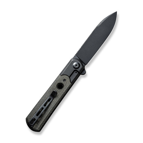 CIVIVI Knives Banneret Flipper Knife - 3.48" Nitro-V Black Stonewashed Blade, Bolstered Stainless Steel Handles with Dark Green Canvas Micarta Scales - C20040D-1 CIVIVI Knives Banneret Flipper Knife - 3.48" Nitro-V Black Stonewashed Blade, Bolstered Stainless Steel Handles with Dark Green Canvas Micarta Scales - C20040D-1