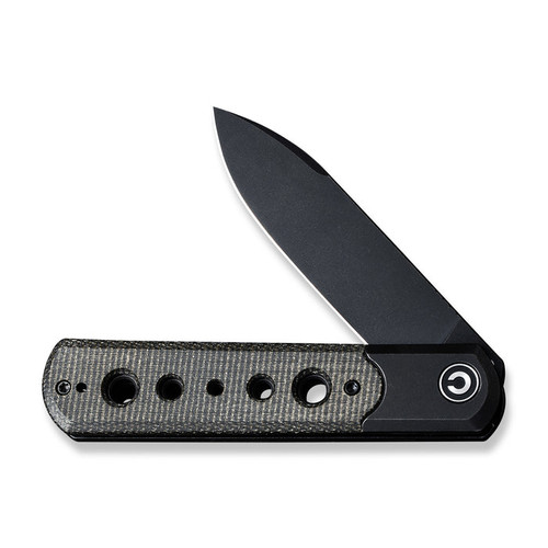 CIVIVI Knives Banneret Flipper Knife - 3.48" Nitro-V Black Stonewashed Blade, Bolstered Stainless Steel Handles with Dark Green Canvas Micarta Scales - C20040D-1 CIVIVI Knives Banneret Flipper Knife - 3.48" Nitro-V Black Stonewashed Blade, Bolstered Stainless Steel Handles with Dark Green Canvas Micarta Scales - C20040D-1